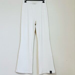 Calvin Klein Jeans cream white high rise kick flare ribbed knit pull on pants 29